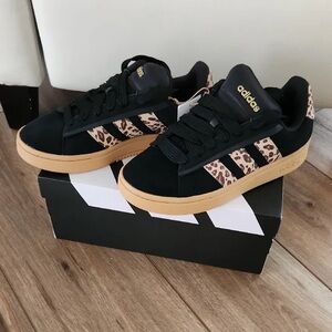 Adidas Grand Court Alphas 00 Black w/Leopard Print Cloudfoam Insole Women's 7.5